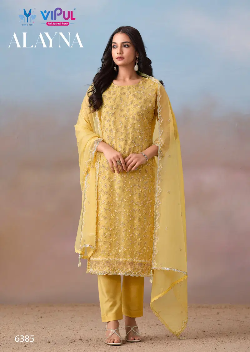Alayna By Vipul Crinkle Chiffon Embroidery Salwar Suits Wholesale Market In Surat